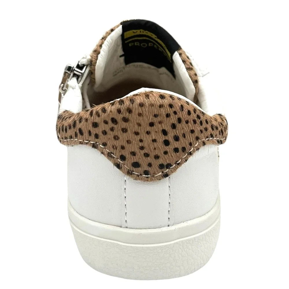 Vintage Havana Youth Girls Ninaley Leopard Leather Sneakers Size 2.5 White Brown